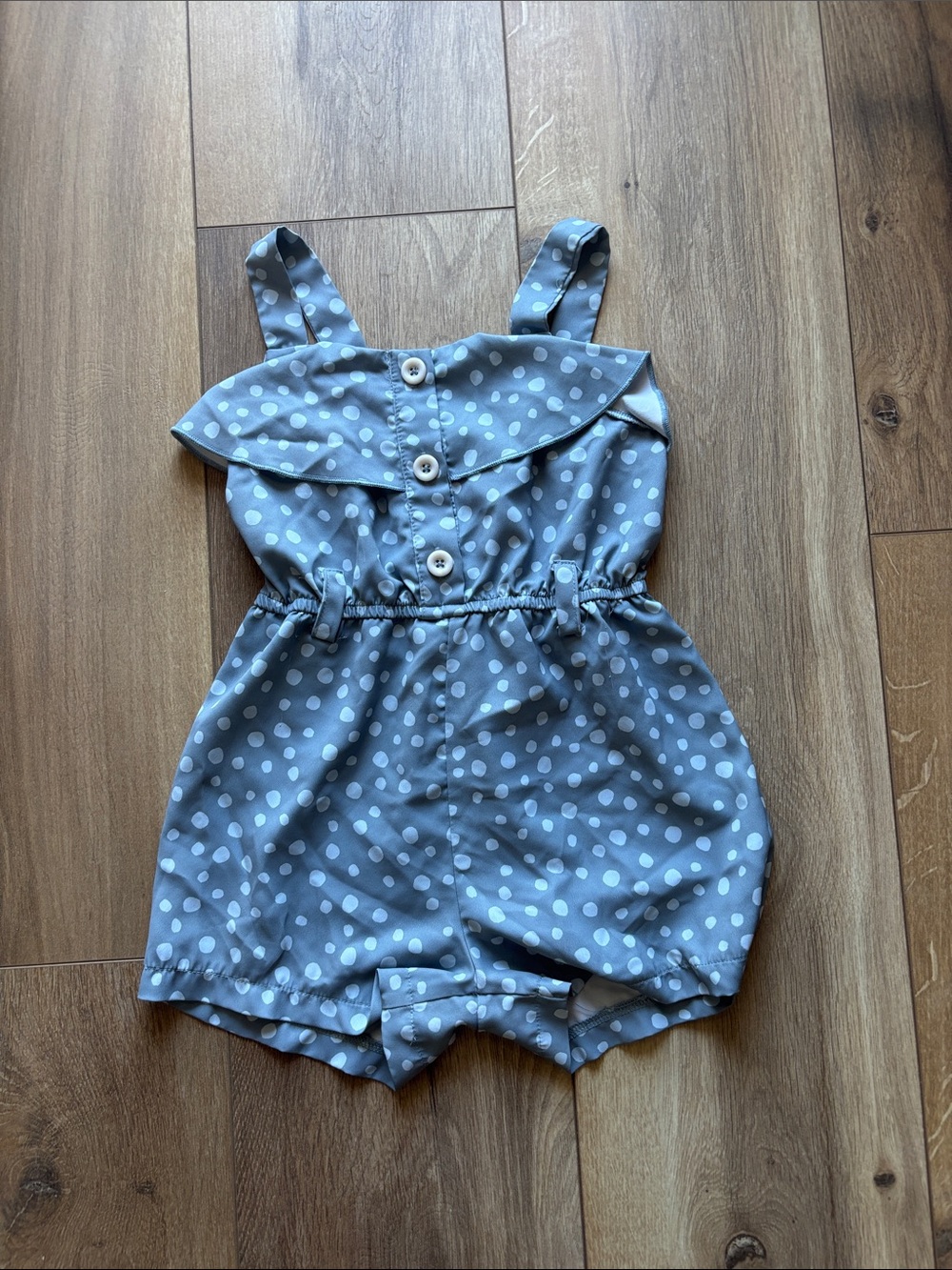 Girls Polka Dot Ruffle Romper - Blue
